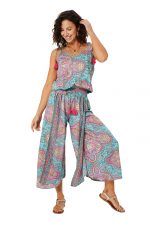 Combinaison à bretelles à nouer Bleue et rose - MCCO2000A