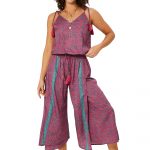 Combinaison à bretelles à nouer Rose à fleurs - MCCO2000B