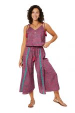 Combinaison à bretelles à nouer Rose à fleurs - MCCO2000B