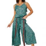 Combinaison à bretelles à nouer Turquoise à motifs ethniques - MCCO2000H