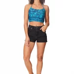 Crop Top dos nu à bretelles Bleu à fleurs - TIP0040A