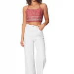 Crop Top dos nu à bretelles Rose bohème - TIP0040B