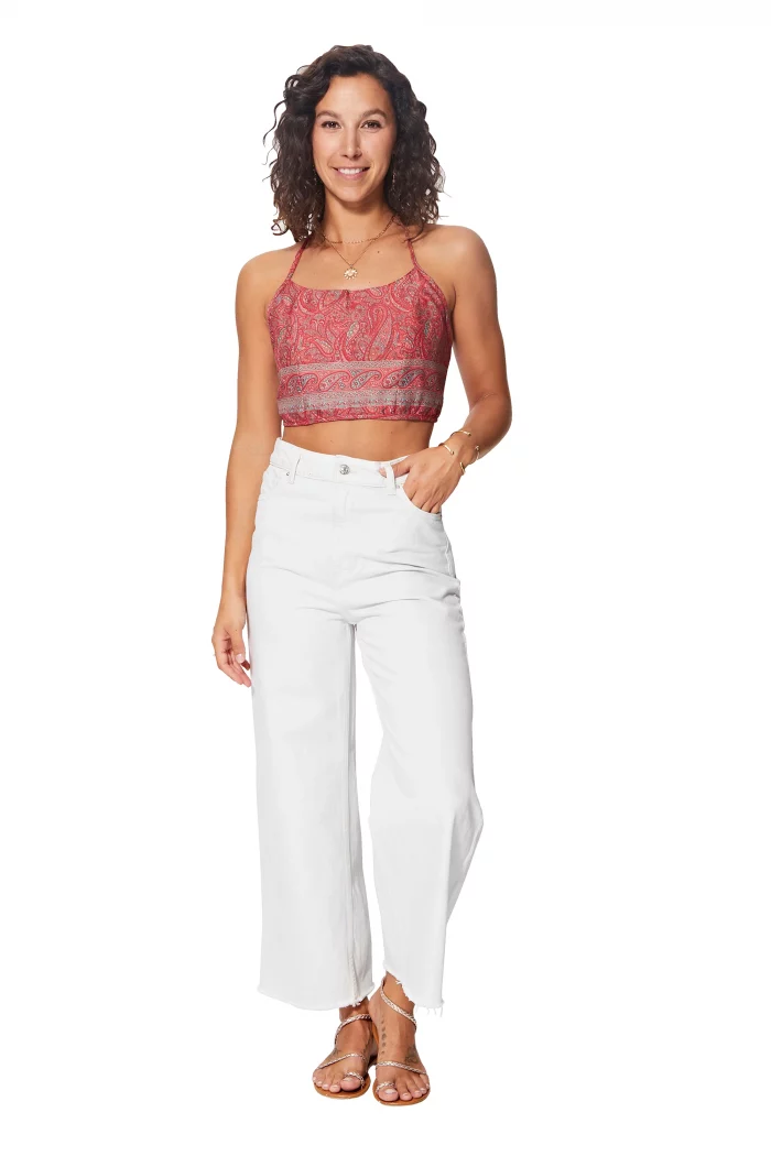 Crop Top dos nu à bretelles Rose bohème - TIP0040B – Image 1