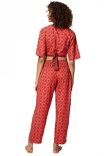 Ensemble pantalon et top noué rouge - ENS0001A – Image 2