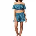 Ensemble jupe et top volant bleu - ENS0002A