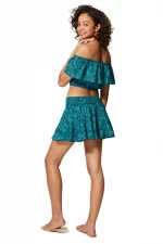 Ensemble jupe et top volant turquoise - ENS0002B – Image 2