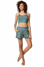 Ensemble short et top bretelles bleu - ENS0003A
