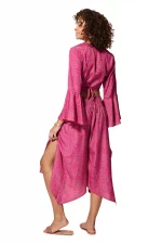 Ensemble bohème pantalon et top noué rose - ENS0005A – Image 2
