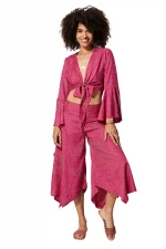 Ensemble bohème pantalon et top noué rose - ENS0005A