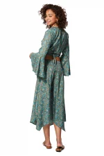 Ensemble bohème pantalon et top noué turquoise - ENS0005C – Image 2