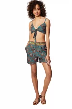 Ensemble short et crop top noué vert - ENS0006A