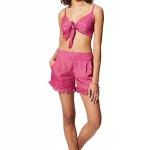 Ensemble short et crop top noué rose - ENS0008A