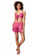 Ensemble short et crop top noué rose - ENS0008A