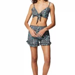 Ensemble short et crop top noué noir - ENS0008B