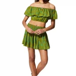 Ensemble jupe et top à volant vert - ENS0009A