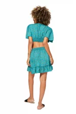 Ensemble ethnique jupe et top turquoise - ENS0013B – Image 2