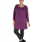 Tunique ethnique Bleue à motifs fuchsia - TUP6017A
