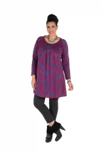 Tunique ethnique Bleue à motifs fuchsia - TUP6017A