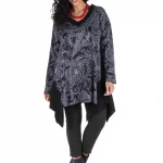 Tunique asymétrique Noire à motifs blancs - TUP6012D