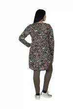 Tunique ethnique à motifs gris et roses - TUP6030B – Image 2