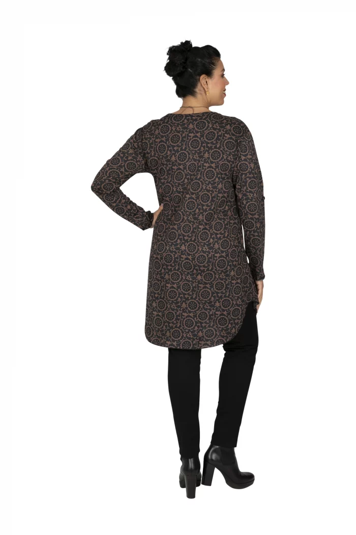Tunique ethnique à motifs marrons - TUP6030F – Image 2