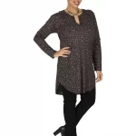 Tunique ethnique à motifs marrons - TUP6030F