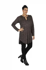Tunique ethnique à motifs marrons - TUP6030F