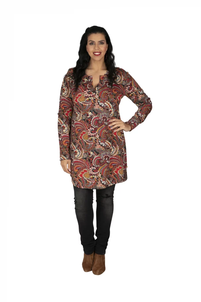 Tunique ethnique à motifs colorés - TUP6030G – Image 1