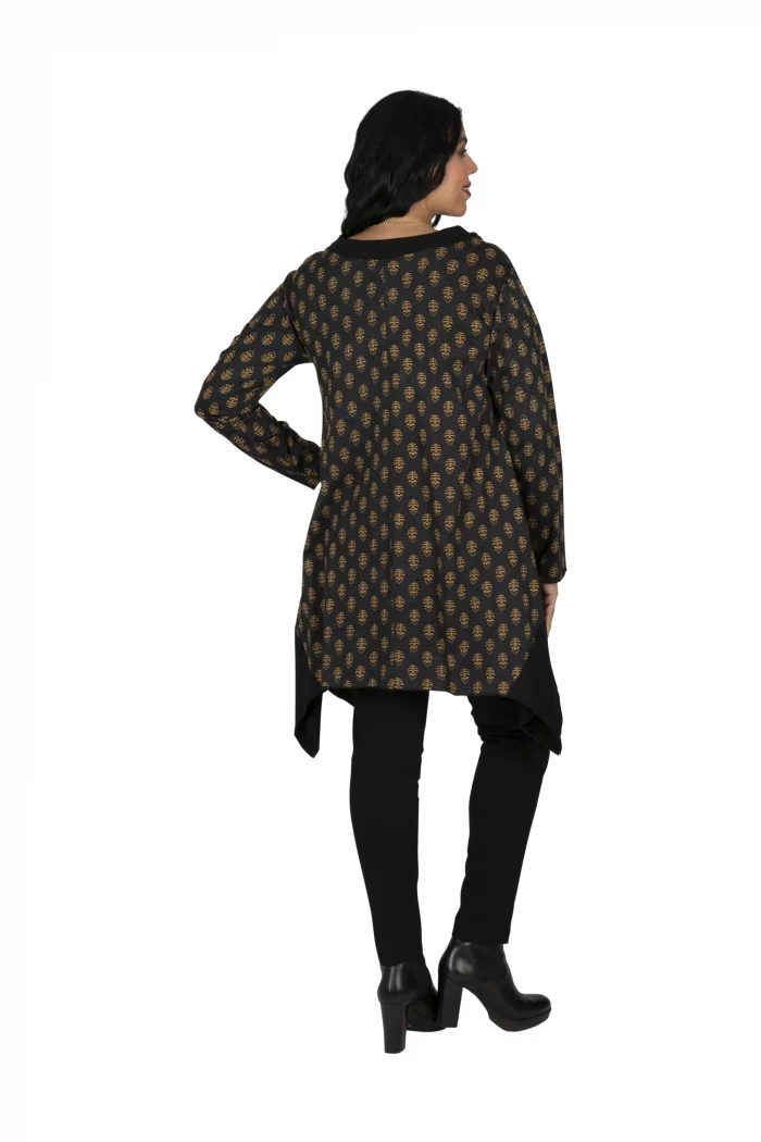 Tunique à manches longues Noire et Marron - TUP6033A – Image 2