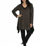 Tunique à manches longues Noire et Marron - TUP6033A