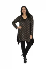 Tunique à manches longues Noire et Marron - TUP6033A