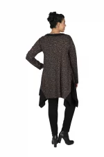 Tunique à manches longues Noire et Marron - TUP6033F – Image 2