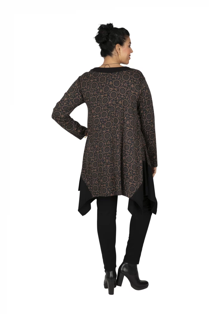 Tunique à manches longues Noire et Marron - TUP6033F – Image 2