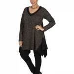 Tunique à manches longues Noire et Marron - TUP6033F