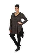 Tunique à manches longues Noire et Marron - TUP6033F
