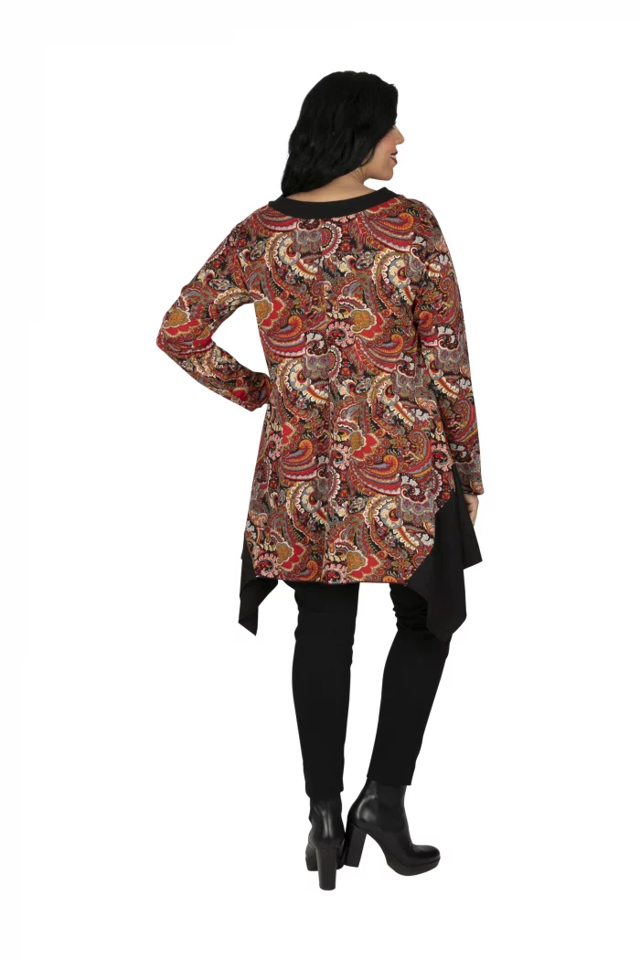 Tunique à manches longues Noire et Rouge - TUP6033G – Image 2