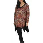 Tunique à manches longues Noire et Rouge - TUP6033G