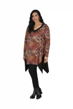 Tunique à manches longues Noire et Rouge - TUP6033G