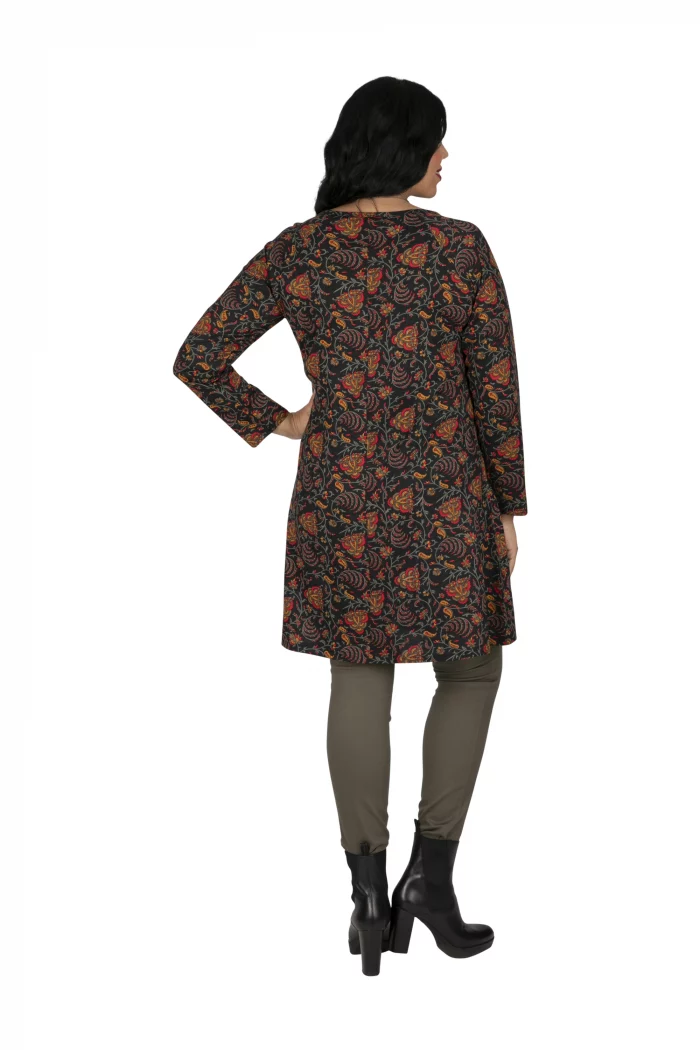Tunique fluide Noire à motifs ethniques - TUP6032K – Image 2