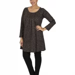 Tunique fluide Noire à motifs ethniques marrons - TUP6032F