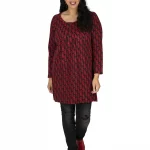 Tunique fluide Noire à motifs ethniques rouges - TUP6032H