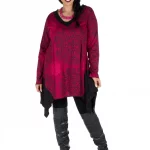 Tunique asymétrique Fuchsia à motifs noirs - TUP6012C
