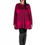 Tunique évasée Rose à motifs ethniques noirs - TUP6011B