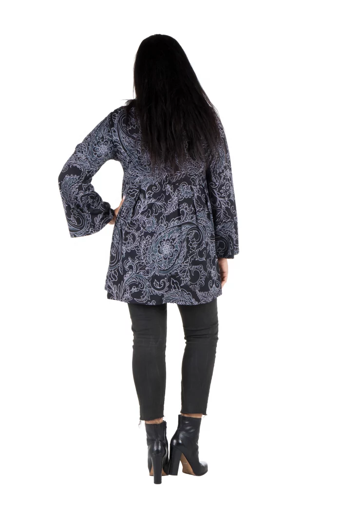 Tunique fluide Noire à motifs blancs - TUP6013B – Image 2