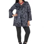 Tunique fluide Noire à motifs blancs - TUP6013B