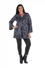 Tunique fluide Noire à motifs blancs - TUP6013B