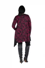 Tunique asymétrique Noire à motifs fuchsia - TUP6012A – Image 2