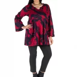 Tunique fluide Noire à motifs rouges - TUP6013D