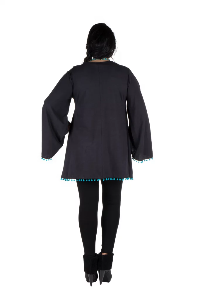 Tunique à pompons bleus - TUP6019D – Image 2