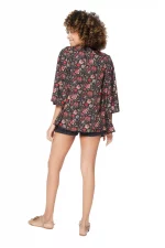 Kimono manches 3/4 noir motif rouge - KIMIP0001A – Image 3